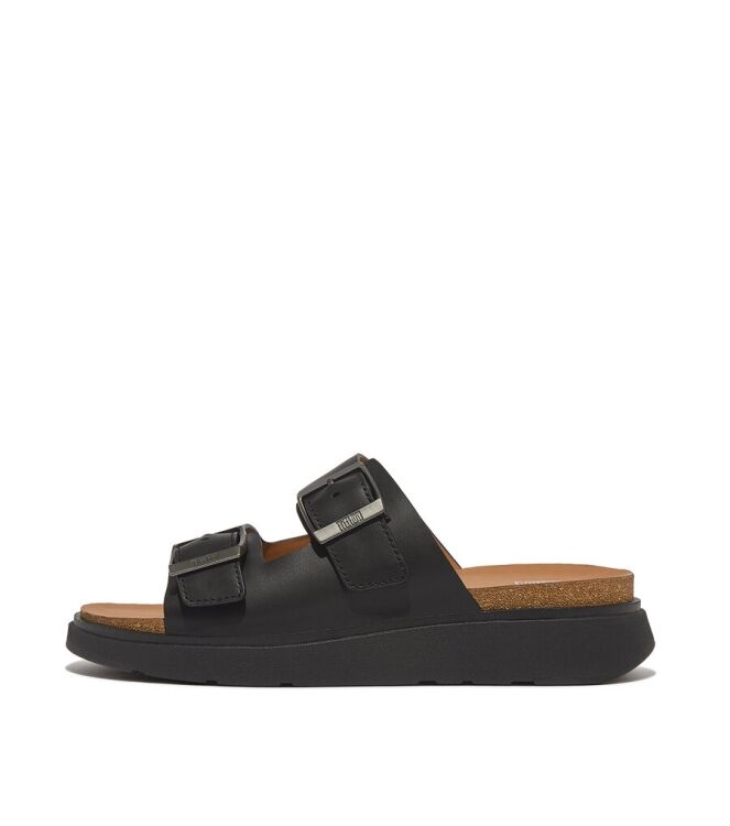 FitFlop Gen-FF Buckle Two-Bar Leather black  FitFlop GY8-001, slippers Direct leverbaar uit de webshop