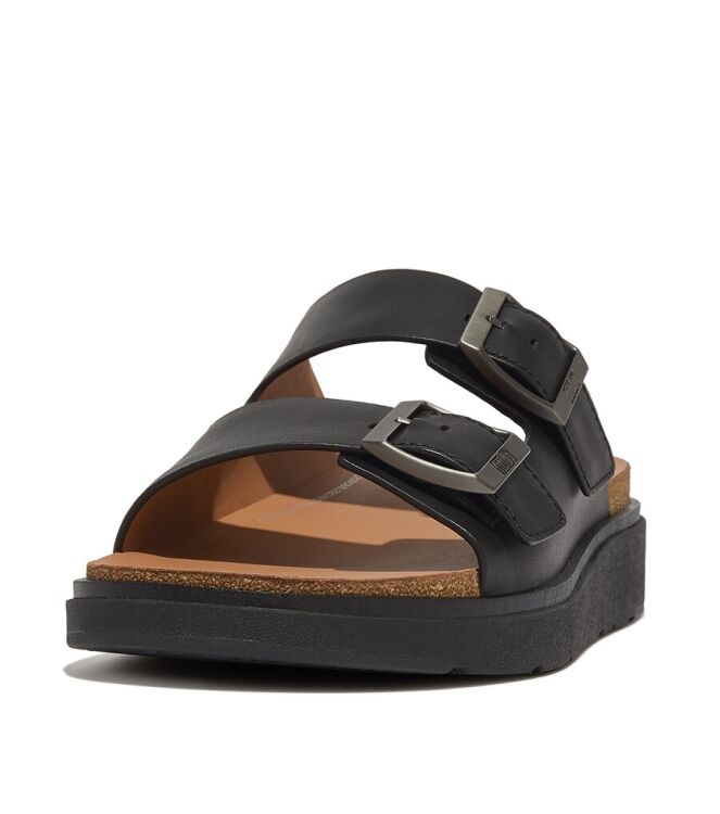 FitFlop Gen-FF Buckle Two-Bar Leather black  FitFlop GY8-001, slippers Direct leverbaar uit de webshop
