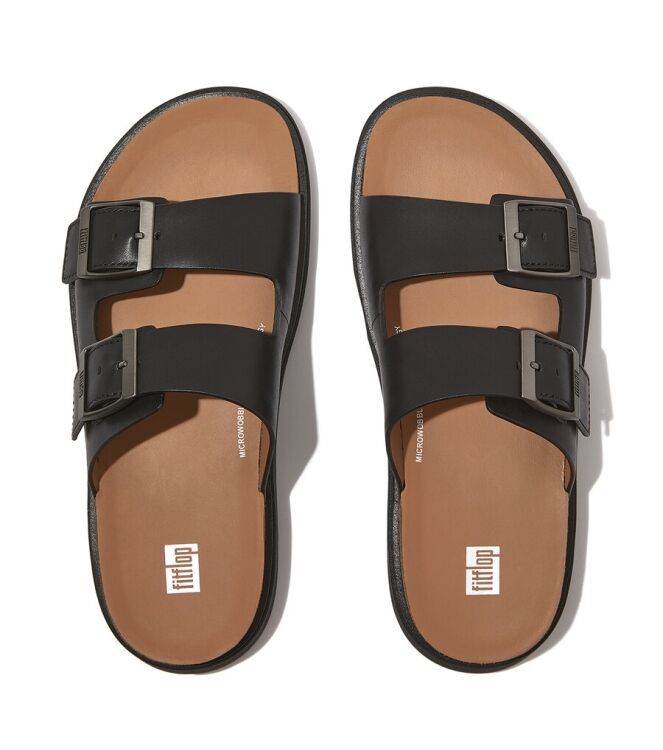FitFlop Gen-FF Buckle Two-Bar Leather black  FitFlop GY8-001, slippers Direct leverbaar uit de webshop
