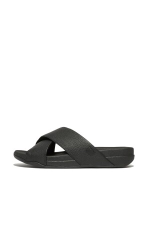 FitFlop Surfer Mens Tumbled Cross Slides black  FitFlop Surfer Mens Tumbled Cross Slides black