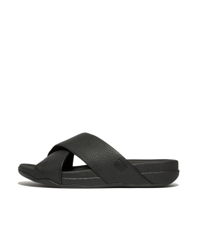 FitFlop Surfer Mens Tumbled Cross Slides black FitFlop HA6-001, slippers Direct leverbaar uit de webshop