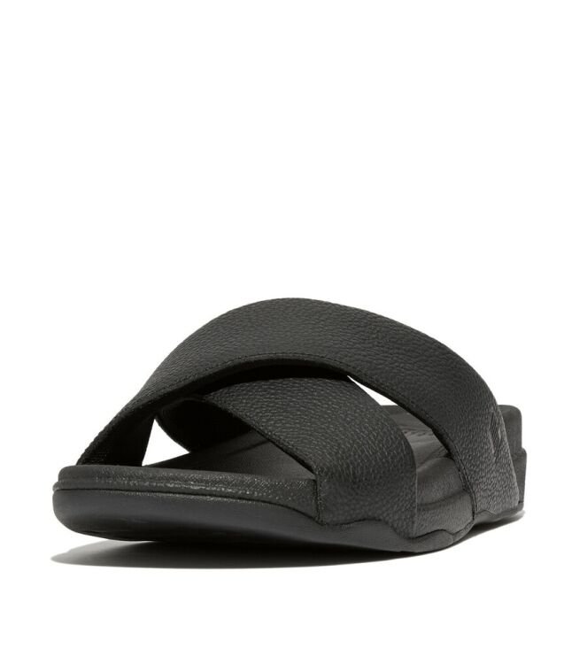 FitFlop Surfer Mens Tumbled Cross Slides black FitFlop HA6-001, slippers Direct leverbaar uit de webshop