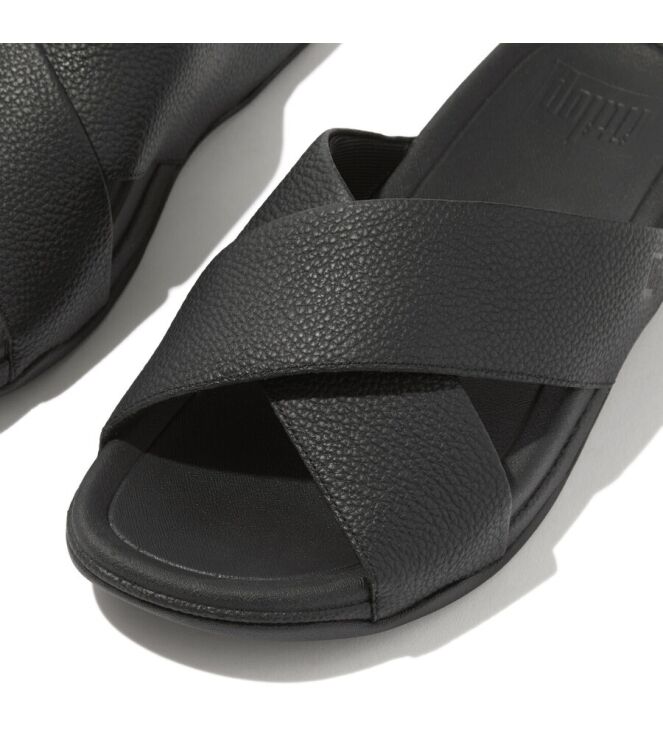 FitFlop Surfer Mens Tumbled Cross Slides black FitFlop HA6-001, slippers Direct leverbaar uit de webshop