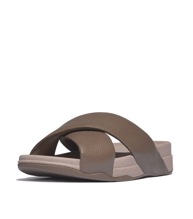 FitFlop Surver Mens Tumbled Leather Cross java java FitFlop HA6-C75, slippers Direct leverbaar uit de webshop