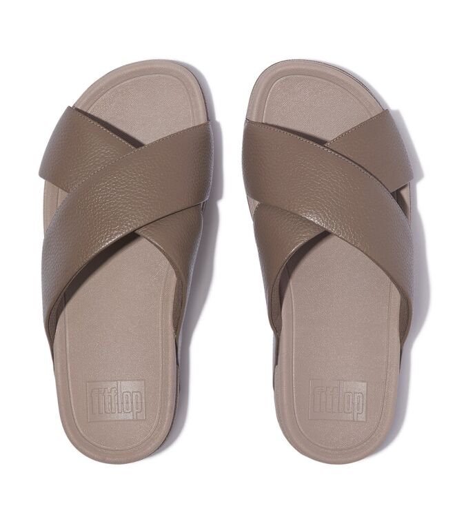 FitFlop Surver Mens Tumbled Leather Cross java java FitFlop HA6-C75, slippers Direct leverbaar uit de webshop