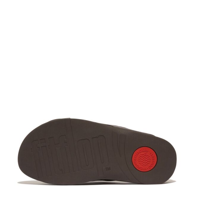 FitFlop FitFlop Surfer Mens Tumbled-Leather Cross Slides chocolate brown  FitFlop HA6-167, slippers Direct leverbaar uit de webshop