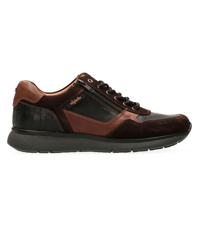 Australian Dakota cognac leather black/brown-tan  Australian 15.1642.01-agd, sneakers / veterschoenen Direct leverbaar uit de webshop