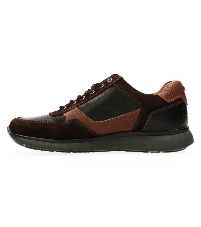 Australian Dakota cognac leather black/brown-tan  Australian 15.1642.01-agd, sneakers / veterschoenen Direct leverbaar uit de webshop