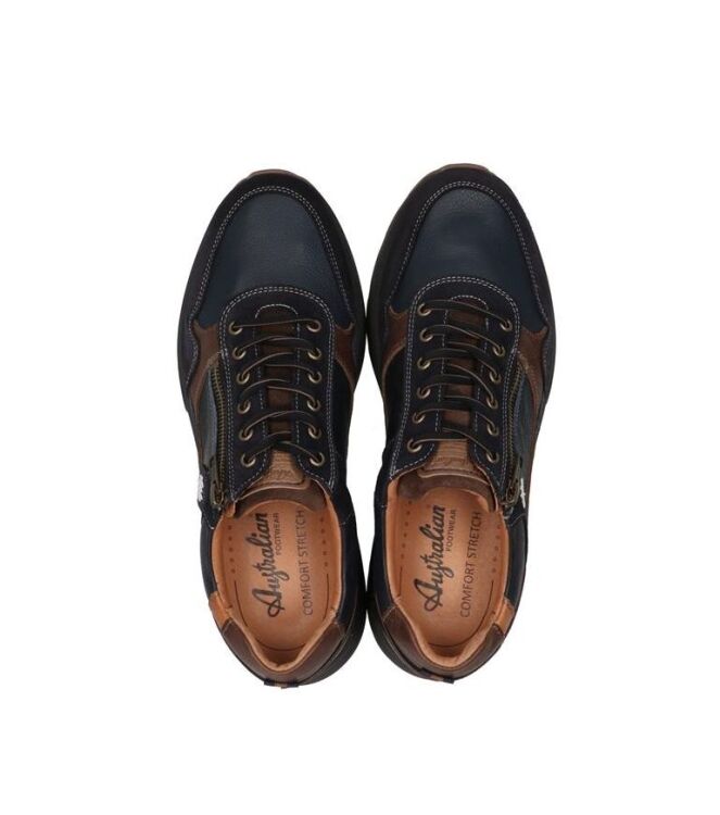 Australian Connery blue/cognac/brown  Australian 15.1682.01-SJS, sneakers / veterschoenen Direct leverbaar uit de webshop