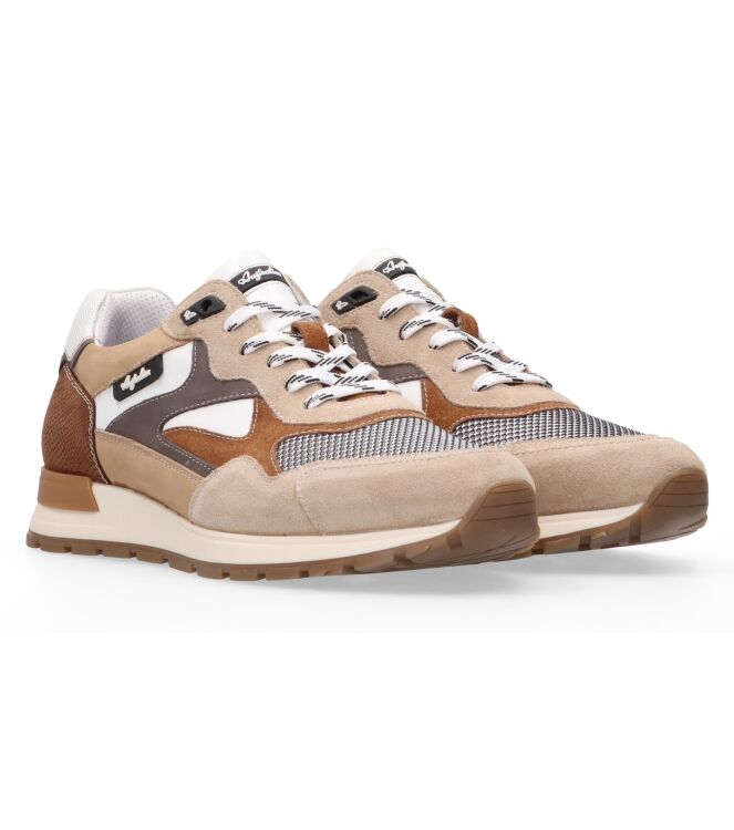 Australian Tiago white-beige-tan Australian 15.1669.04-B6P, sneakers / veterschoenen Direct leverbaar uit de webshop