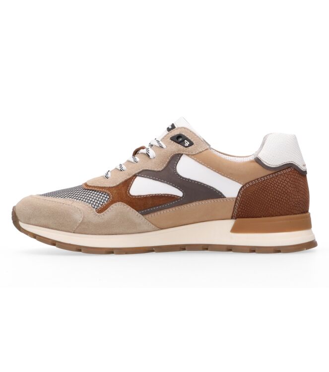 Australian Tiago white-beige-tan Australian 15.1669.04-B6P, sneakers / veterschoenen Direct leverbaar uit de webshop