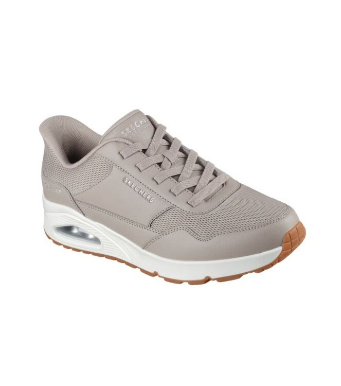 Skechers Uno-Banksia taupe Skechers 183022-TPE, sneakers / veterschoenen Direct leverbaar uit de webshop