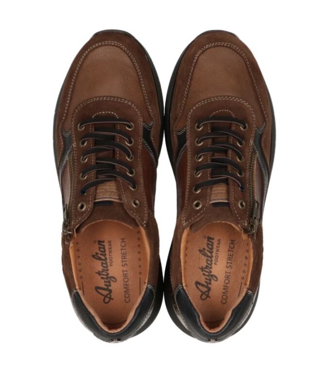Australian Dakota cognac/blue/brown  Australian 15.1642.01-T5X, sneakers / veterschoenen Direct leverbaar uit de webshop