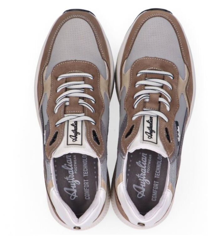Australian Cadiz grey-taupe-white Australian 15.1717.01-KL1, sneakers / veterschoenen Direct leverbaar uit de webshop