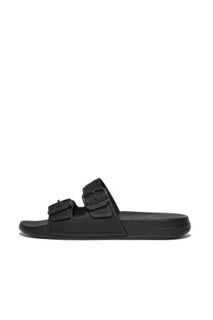 FitFlop IQushion Two-Bar Buckle Slides all black  FitFlop IQushion Two-Bar Buckle Slides all black