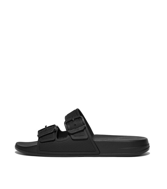 FitFlop IQushion Two-Bar Buckle Slides all black  FitFlop FD2-090, slippers Direct leverbaar uit de webshop