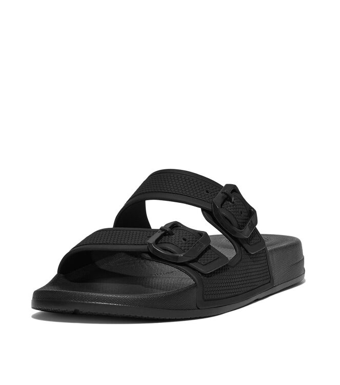 FitFlop IQushion Two-Bar Buckle Slides all black  FitFlop FD2-090, slippers Direct leverbaar uit de webshop
