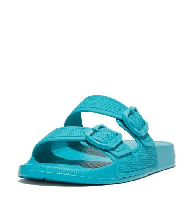 FitFlop Iqushion Two-Bar Buckle Slides tahiti blue  FitFlop FD2-A51, slippers Direct leverbaar uit de webshop