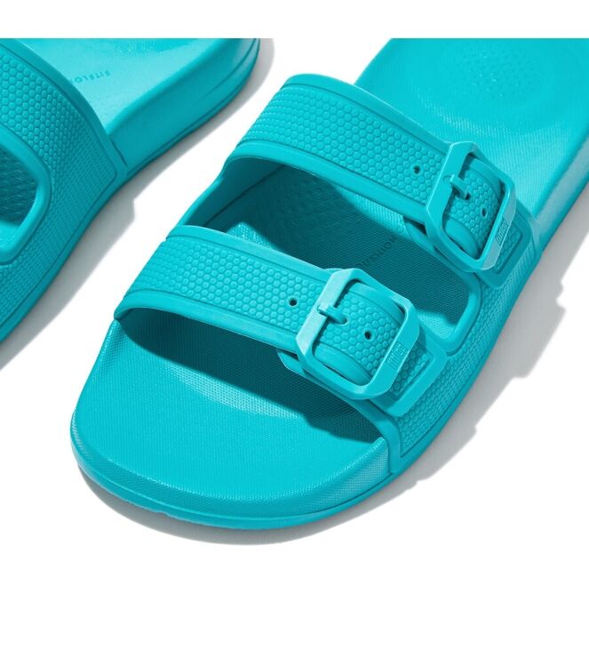 FitFlop Iqushion Two-Bar Buckle Slides tahiti blue  FitFlop FD2-A51, slippers Direct leverbaar uit de webshop