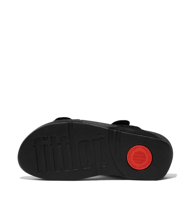 FitFlop Lulu Adjustable Shimmer Lux Slides all black  FitFlop FZ9-090, slippers Direct leverbaar uit de webshop