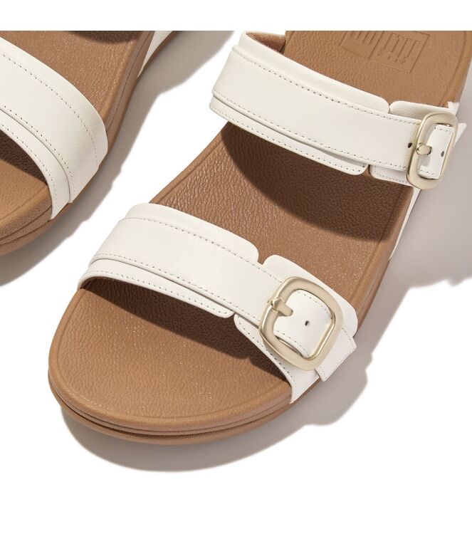 FitFlop Lulu Adjustable Slide-Leather urban white  FitFlop ES7-194, slippers Direct leverbaar uit de webshop