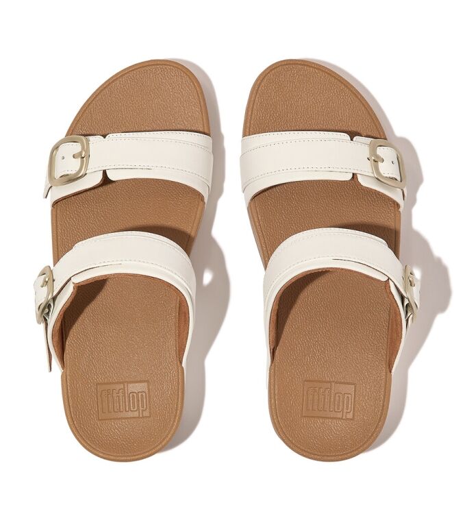 FitFlop Lulu Adjustable Slide-Leather urban white  FitFlop ES7-194, slippers Direct leverbaar uit de webshop