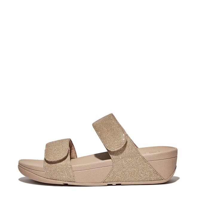 FitFlop Lulu Adjustable Shimmerlux Slides latte beige  FitFlop FZ9-A94, slippers Direct leverbaar uit de webshop