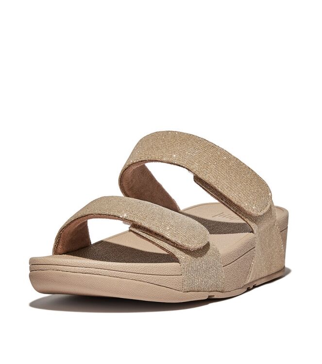 FitFlop Lulu Adjustable Shimmerlux Slides latte beige  FitFlop FZ9-A94, slippers Direct leverbaar uit de webshop