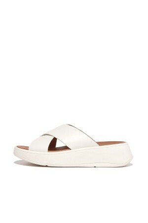 FitFlop F-Mode Leather Flatform Cross Slides cream FitFlop F-Mode Leather Flatform Cross Slides cream
