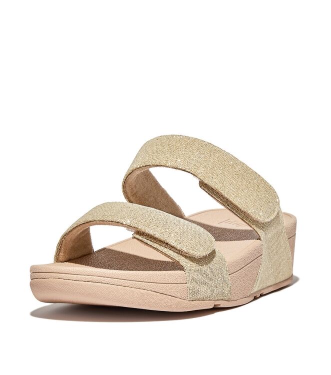 FitFlop Lulu Adjustable Shimmerlux platino  FitFlop FZ9-675, slippers Direct leverbaar uit de webshop