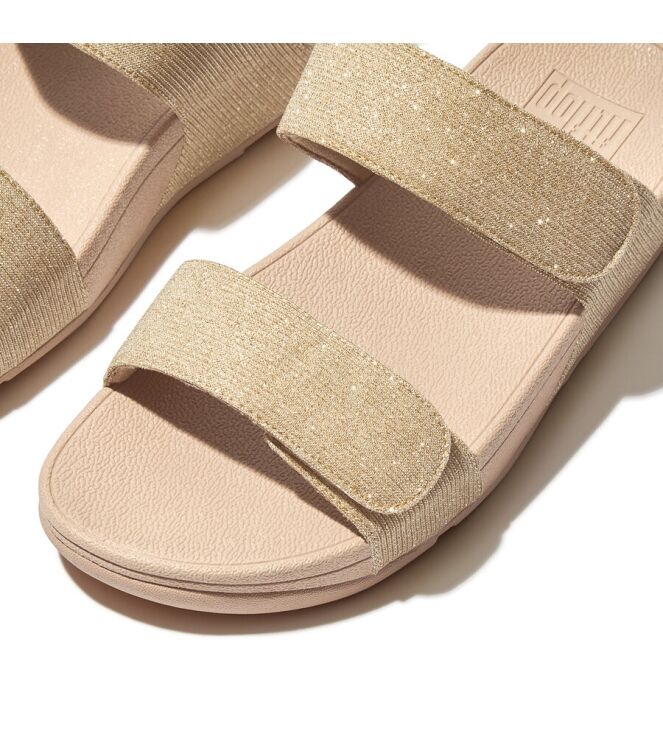 FitFlop Lulu Adjustable Shimmerlux platino  FitFlop FZ9-675, slippers Direct leverbaar uit de webshop