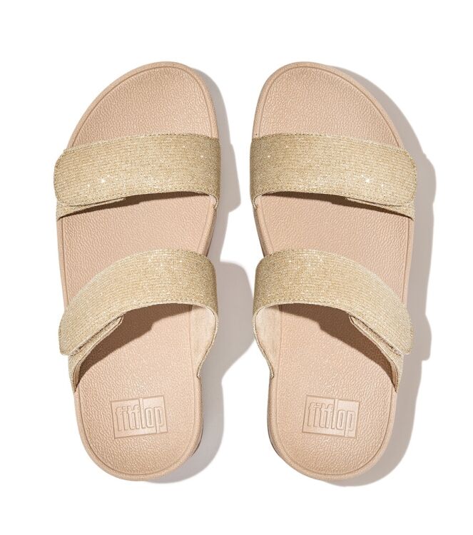 FitFlop Lulu Adjustable Shimmerlux platino  FitFlop FZ9-675, slippers Direct leverbaar uit de webshop