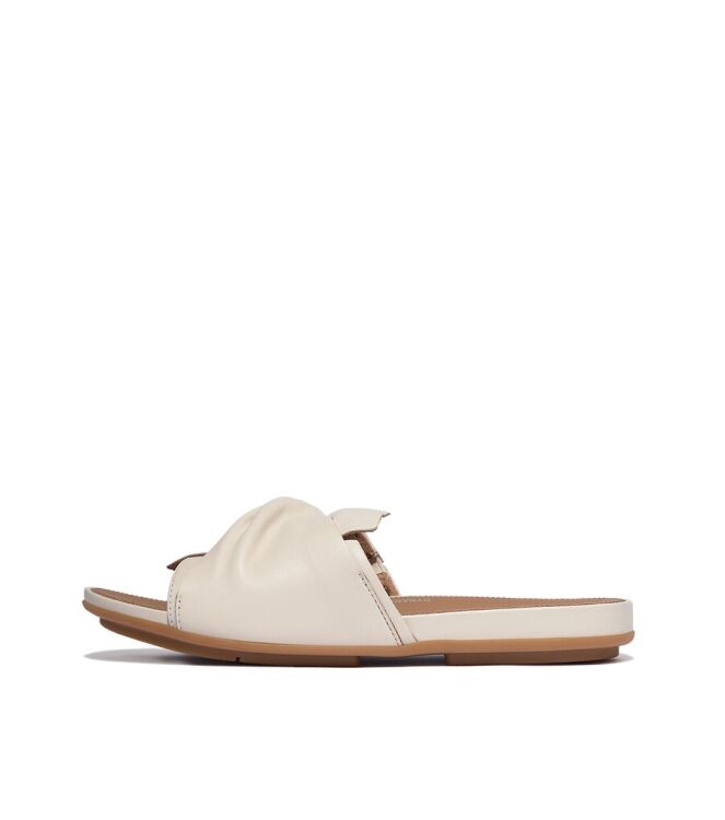 FitFlop FitFlop Gracie Soft-Twist Leather Slides paris beige  FitFlop JA6-A99, slippers Direct leverbaar uit de webshop