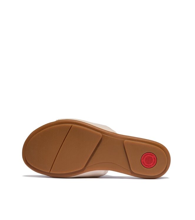 FitFlop FitFlop Gracie Soft-Twist Leather Slides paris beige  FitFlop JA6-A99, slippers Direct leverbaar uit de webshop