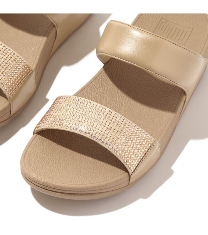 FitFlop Lulu Slide-Hotfix latte beige  FitFlop EC4-A94, slippers Direct leverbaar uit de webshop