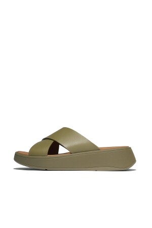 FitFlop F-Mode Leather Flatform Cross Slides camo-green  FitFlop F-Mode Leather Flatform Cross Slides camo-green
