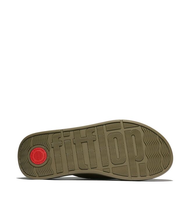FitFlop F-Mode Leather Flatform Cross Slides camo-green  FitFlop FW5-C14, slippers Direct leverbaar uit de webshop
