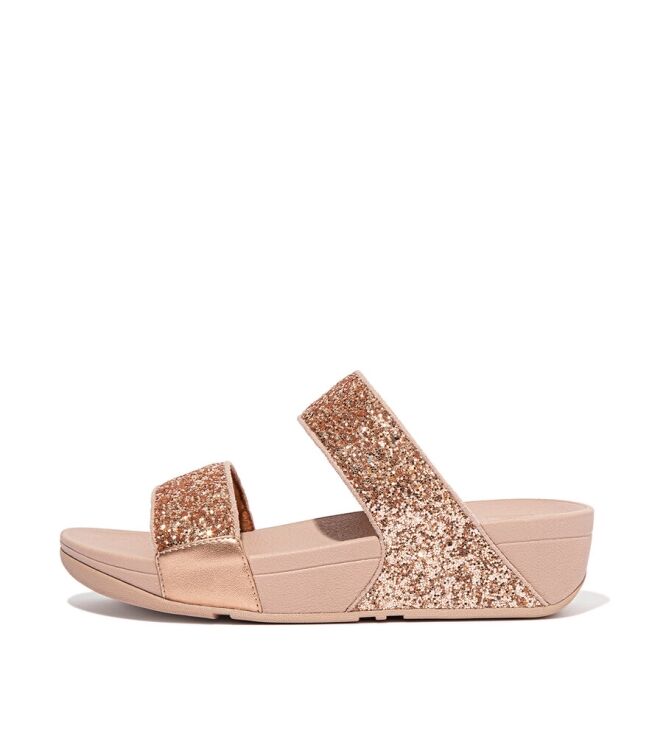 FitFlop Lulu Slide-Glitter rose gold  FitFlop ET3-323, slippers Direct leverbaar uit de webshop