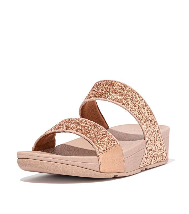 FitFlop Lulu Slide-Glitter rose gold  FitFlop ET3-323, slippers Direct leverbaar uit de webshop