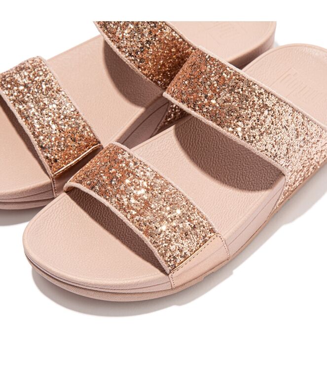FitFlop Lulu Slide-Glitter rose gold  FitFlop ET3-323, slippers Direct leverbaar uit de webshop