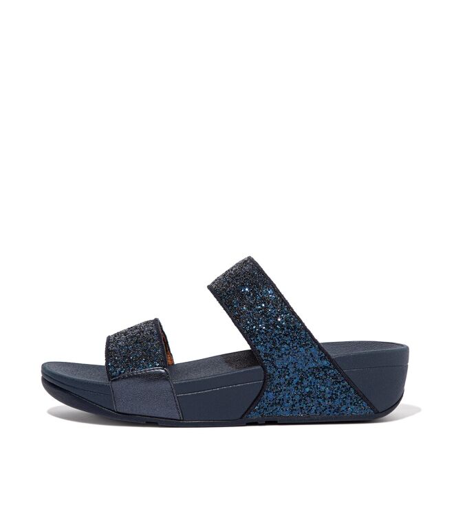 FitFlop Lulu Slide Glitter midnight navy  FitFlop ET3-399, slippers Direct leverbaar uit de webshop