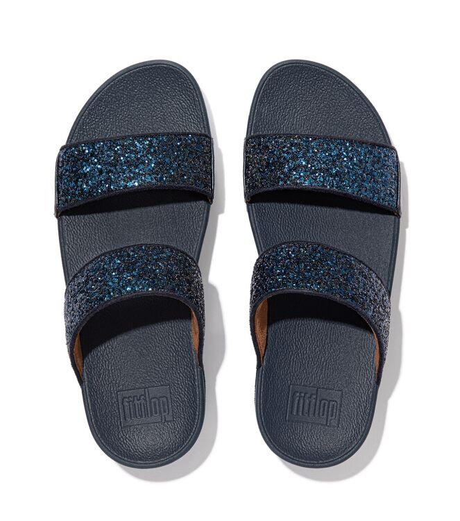 FitFlop Lulu Slide Glitter midnight navy  FitFlop ET3-399, slippers Direct leverbaar uit de webshop