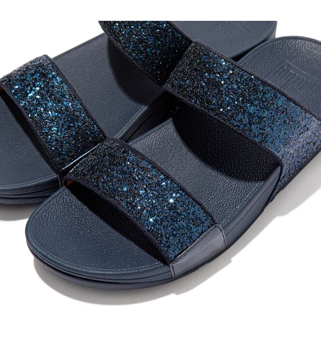 FitFlop Lulu Slide Glitter midnight navy  FitFlop ET3-399, slippers Direct leverbaar uit de webshop