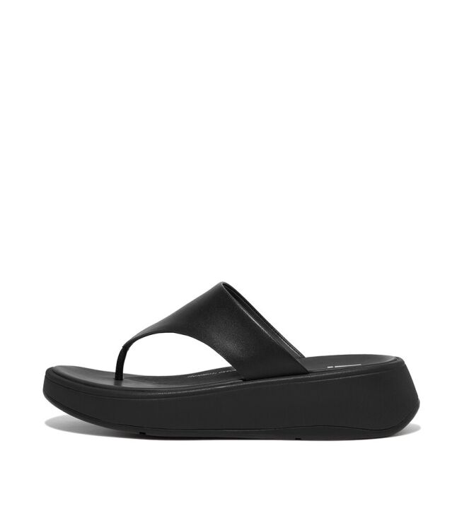FitFlop F-Mode Flatform Toe-Post Sandals all black FitFlop FW4-090, slippers Direct leverbaar uit de webshop