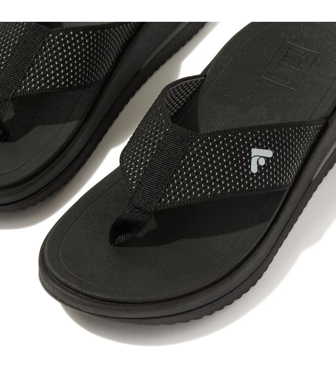 FitFlop Surff Two-Tone Webbing Toe-Post black  FitFlop HJ8-001, slippers Direct leverbaar uit de webshop