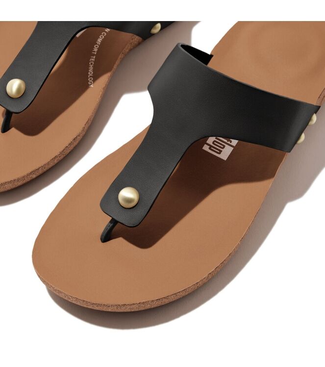 FitFlop Iqushion Toe-Post Sandals black  FitFlop HE9-001, slippers Direct leverbaar uit de webshop