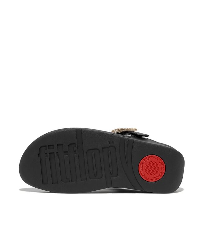 FitFlop Lulu Crystal-Buckle Leather Toe-Post black  FitFlop HN9-001, slippers Direct leverbaar uit de webshop