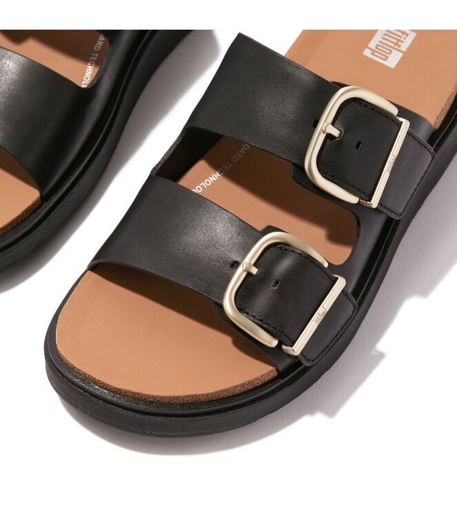 FitFlop Gen-FF Buckle Two-Bar Slides black  FitFlop HE8-001, slippers Direct leverbaar uit de webshop