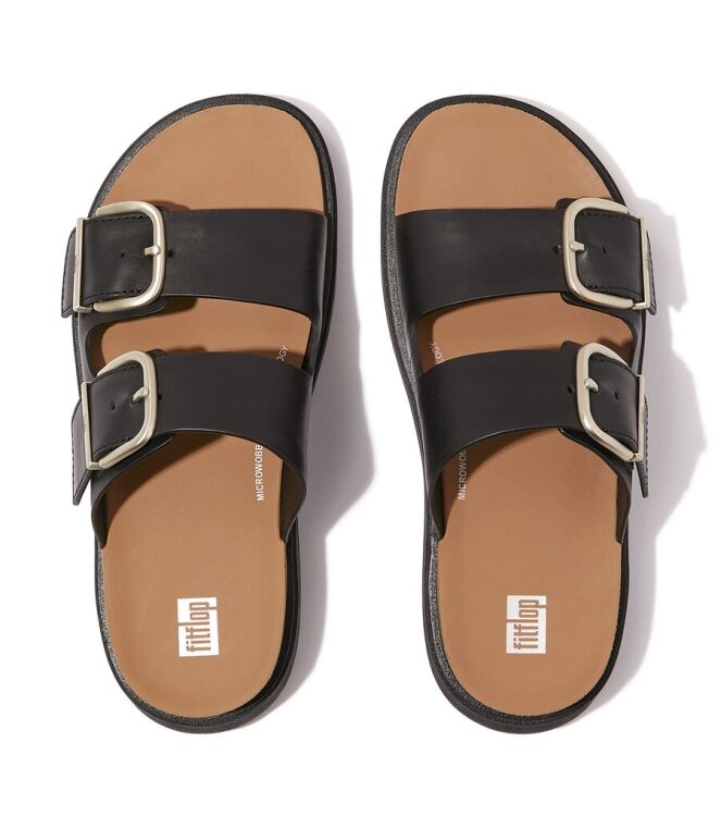 FitFlop Gen-FF Buckle Two-Bar Slides black  FitFlop HE8-001, slippers Direct leverbaar uit de webshop