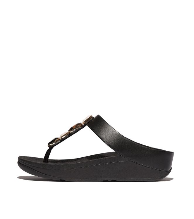 FitFlop Fino Multi-Stone all black  FitFlop IU9-090, slippers Direct leverbaar uit de webshop
